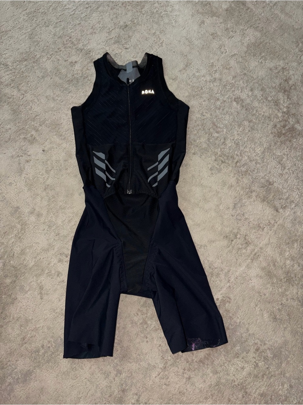ROMA Women's Black Performance Swim Bodysuit with Front Zip